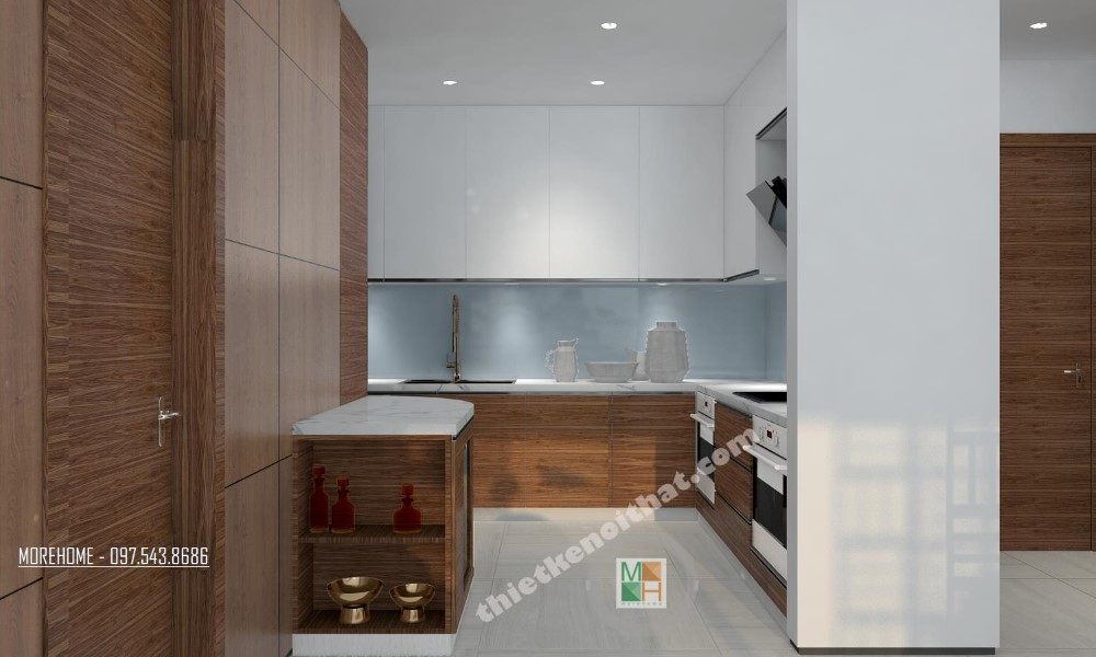 Thiết kế nội thất phòng bếp chung cư VINHOME Nguyễn Chí Thanh
